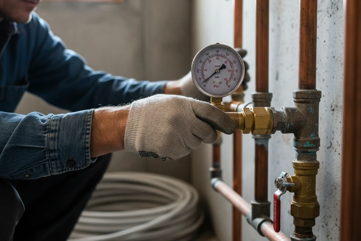 Pressure testing a repaired line during Water Line Repair in Tripler Army Medical Center